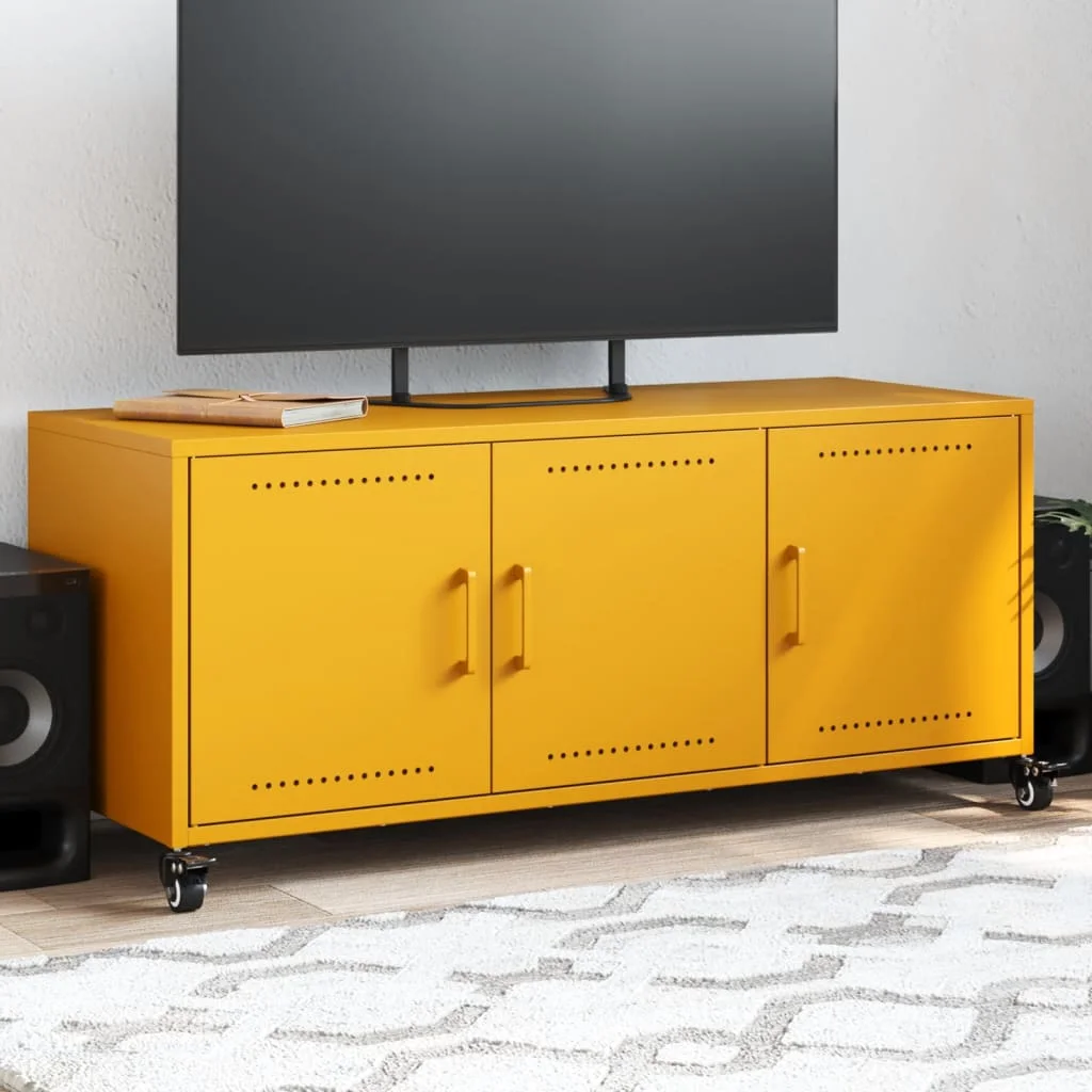 TV skrinka horčicovožltá 100,5x39x43,5 cm oceľ