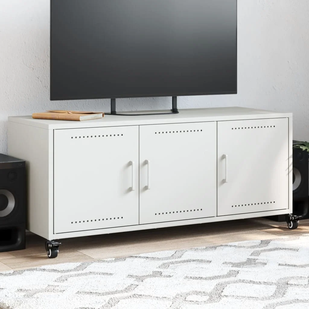 TV skrinka biela 100,5x39x43,5 cm oceľ
