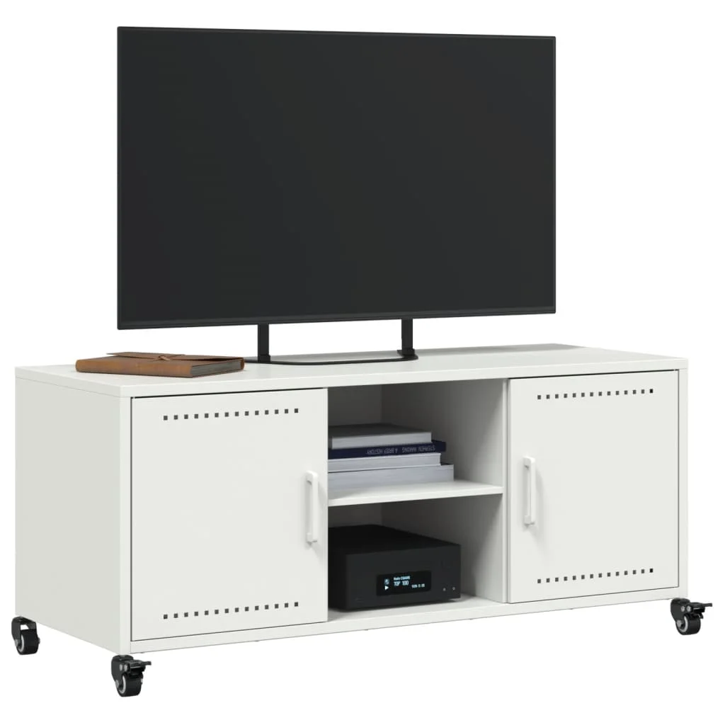 TV skrinka biela 100,5x39x43,5 cm oceľ