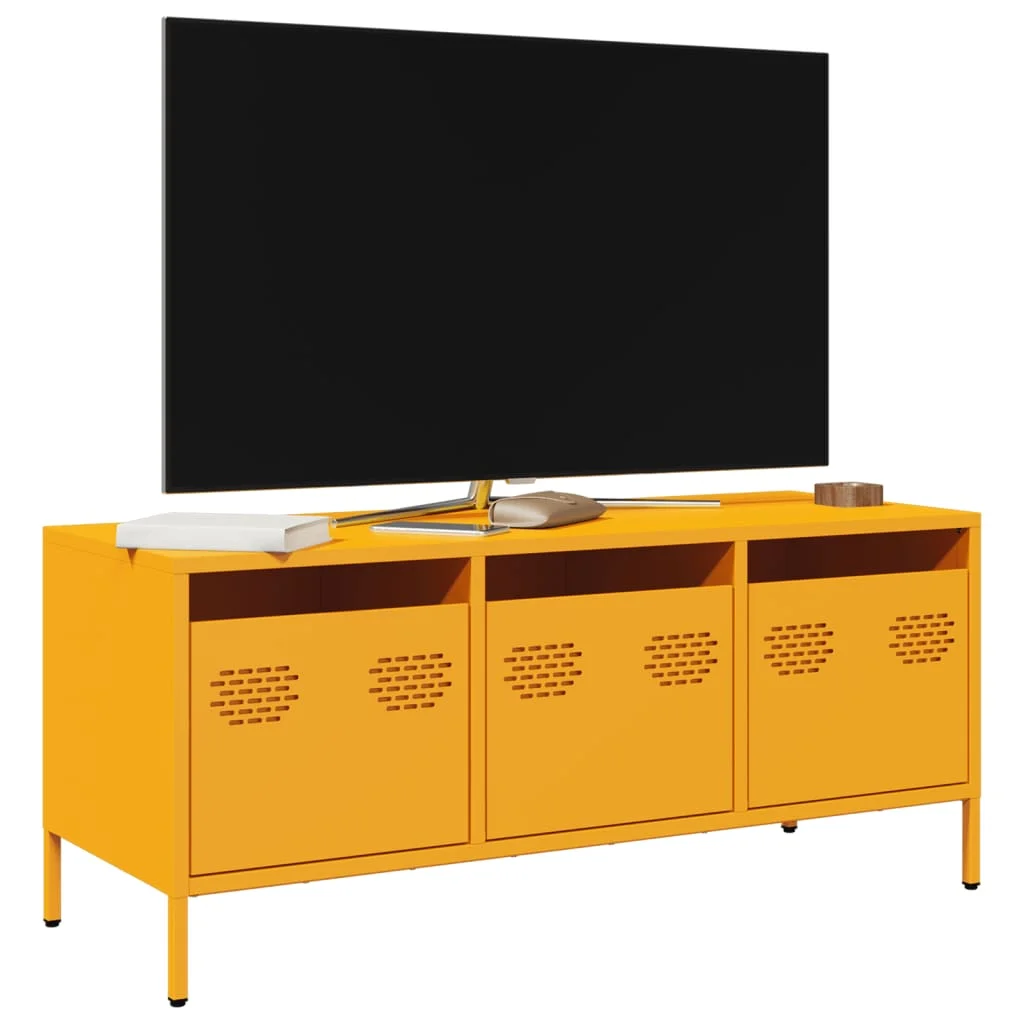 TV skrinka horčicovožltá 101,5x39x43,5 cm oceľ