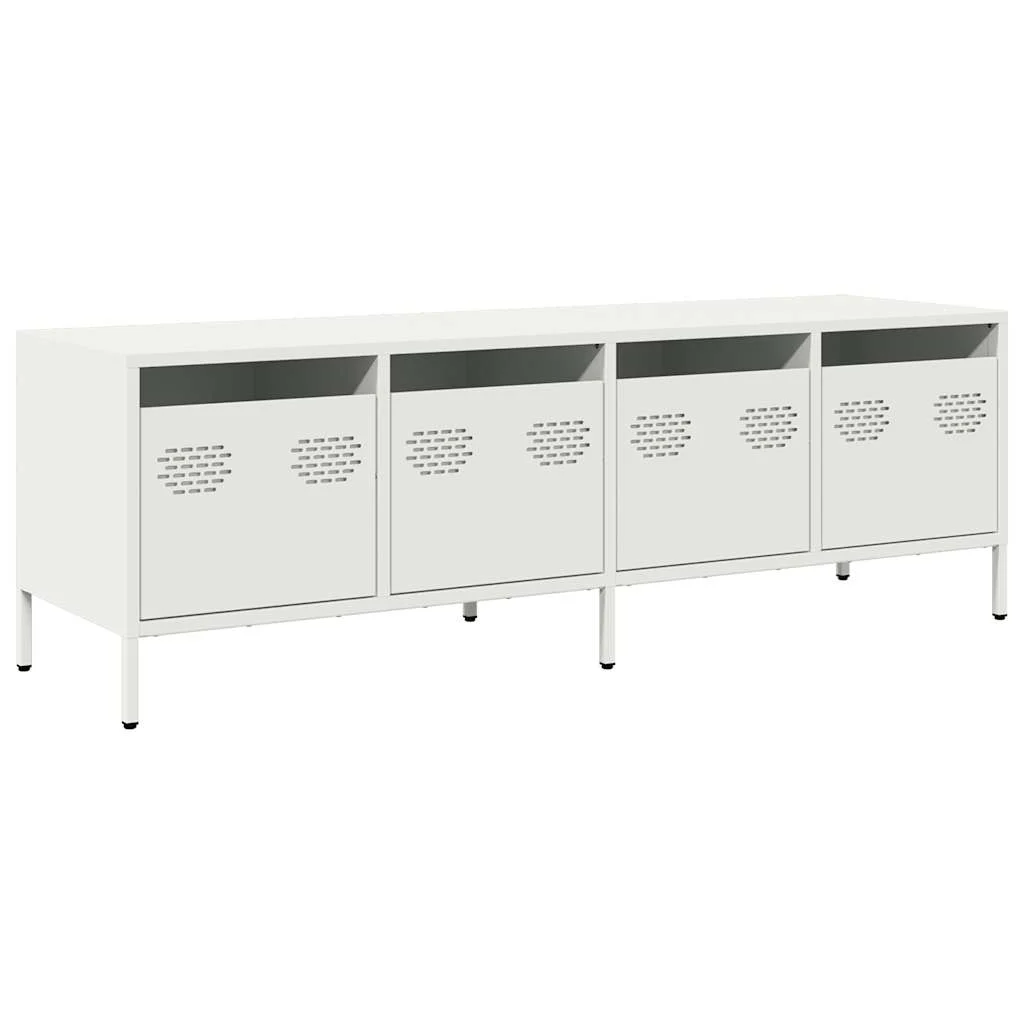 TV skrinka biela 135x39x43,5 cm oceľ valcovaná za studena