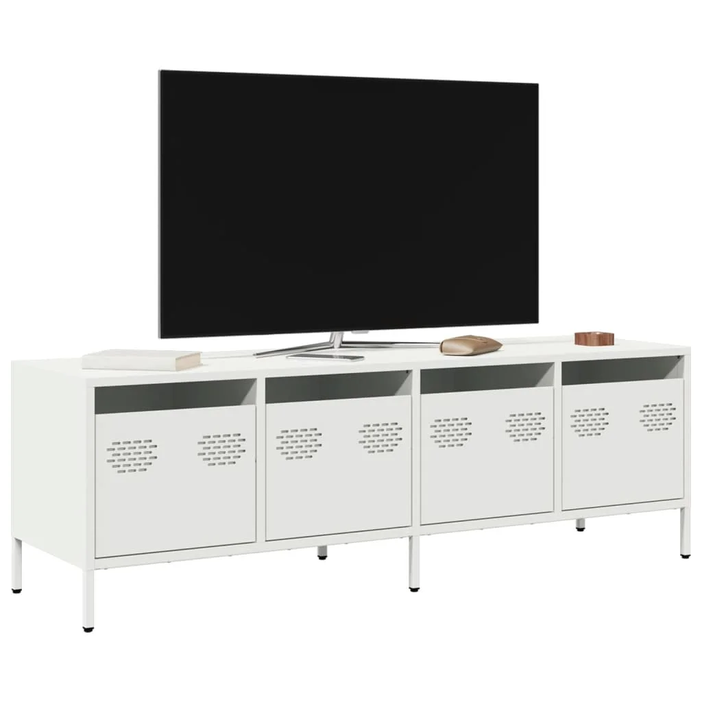 TV skrinka biela 135x39x43,5 cm oceľ valcovaná za studena