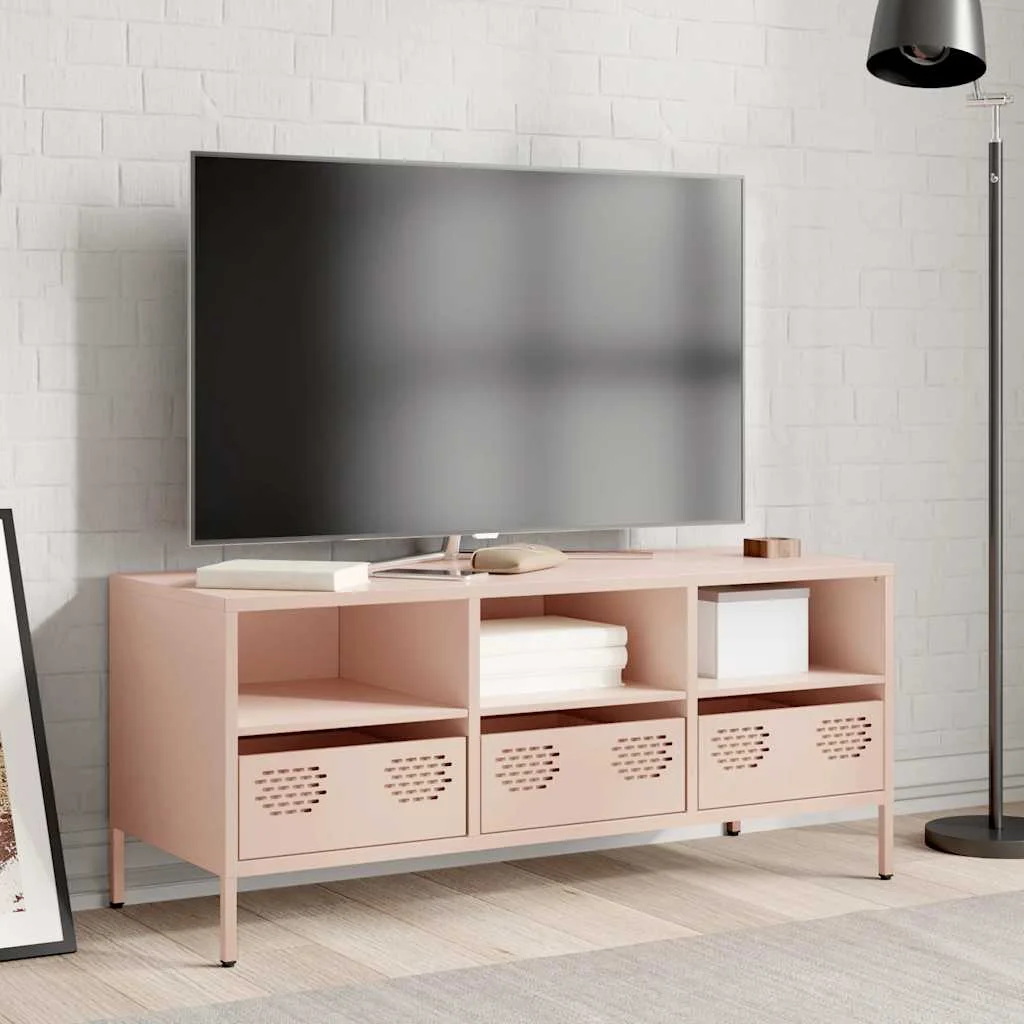 TV skrinka ružová 101,5x39x43,5 cm oceľ valcovaná za studena