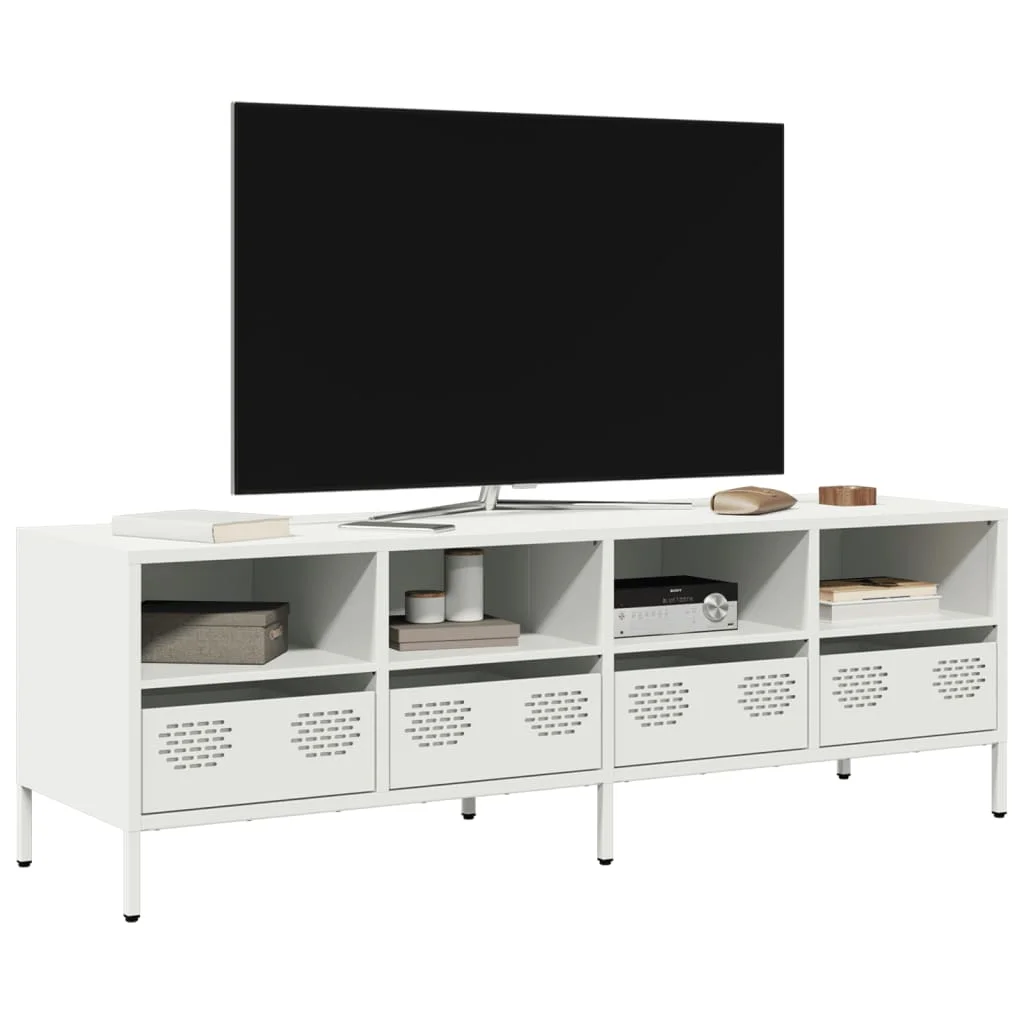 TV skrinka biela 135x39x43,5 cm oceľ valcovaná za studena