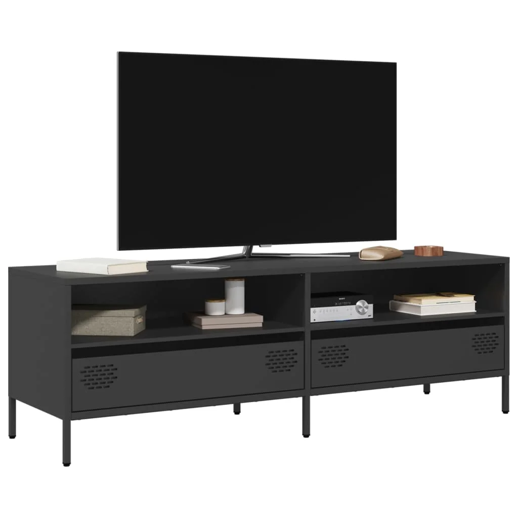 TV skrinka čierna 135x39x43,5 cm oceľ valcovaná za studena