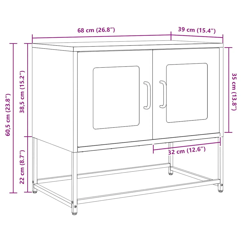 TV skrinka Biela 68x39x60,5 cm Oceľ valcovaná za studena