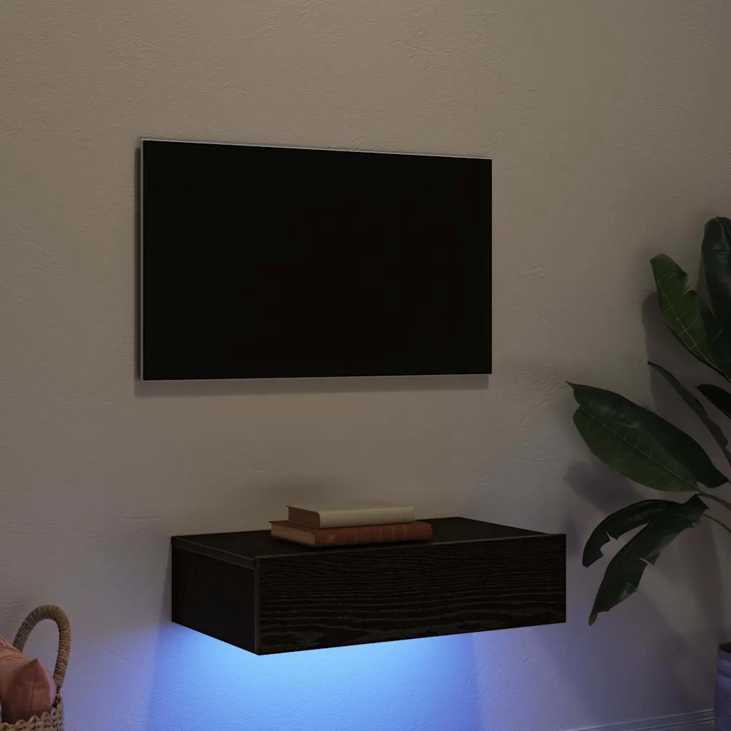 TV skrinka s LED svetlami, čierny dub 60x35x15,5 cm