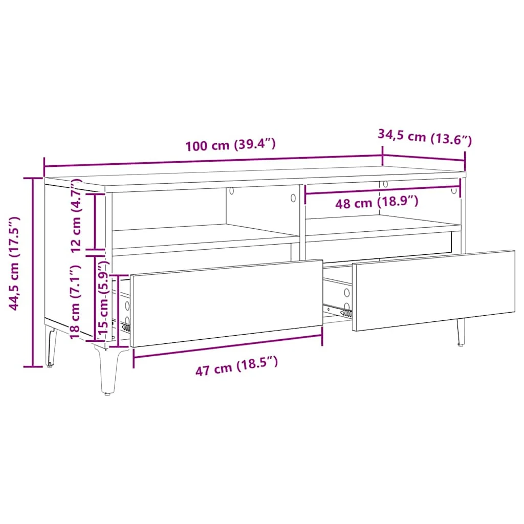 TV skrinka so zásuvkou Staré drevo 100 x 34,5 x 44,5 cm
