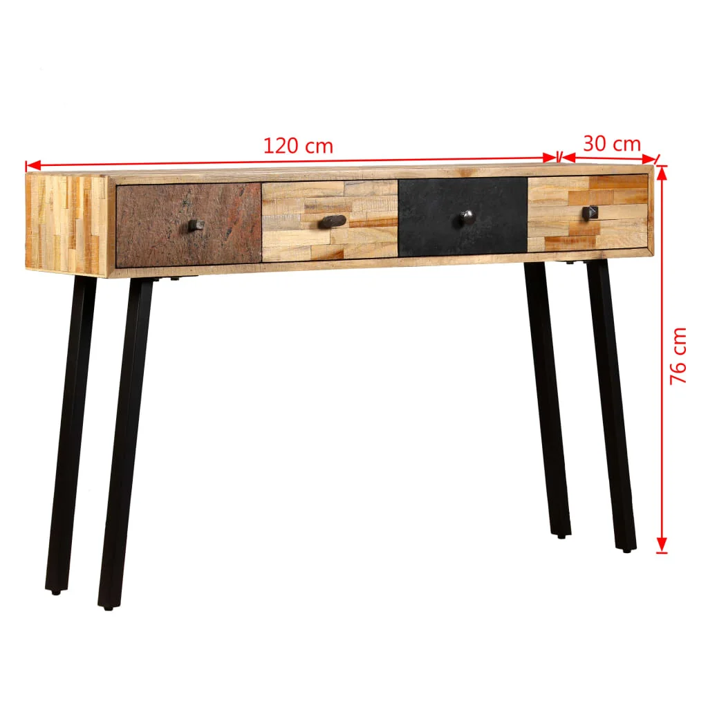Prístavný stolík z recyklovaného teakového dreva, 120x30x76 cm