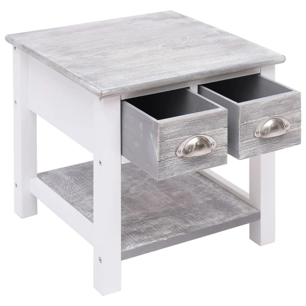 Príručný stolík sivý 40x40x40 cm drevo paulovnie