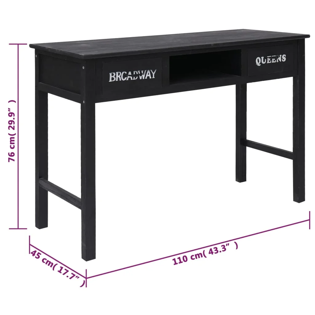 Konzolový stolík čierny 110x45x76 cm drevený