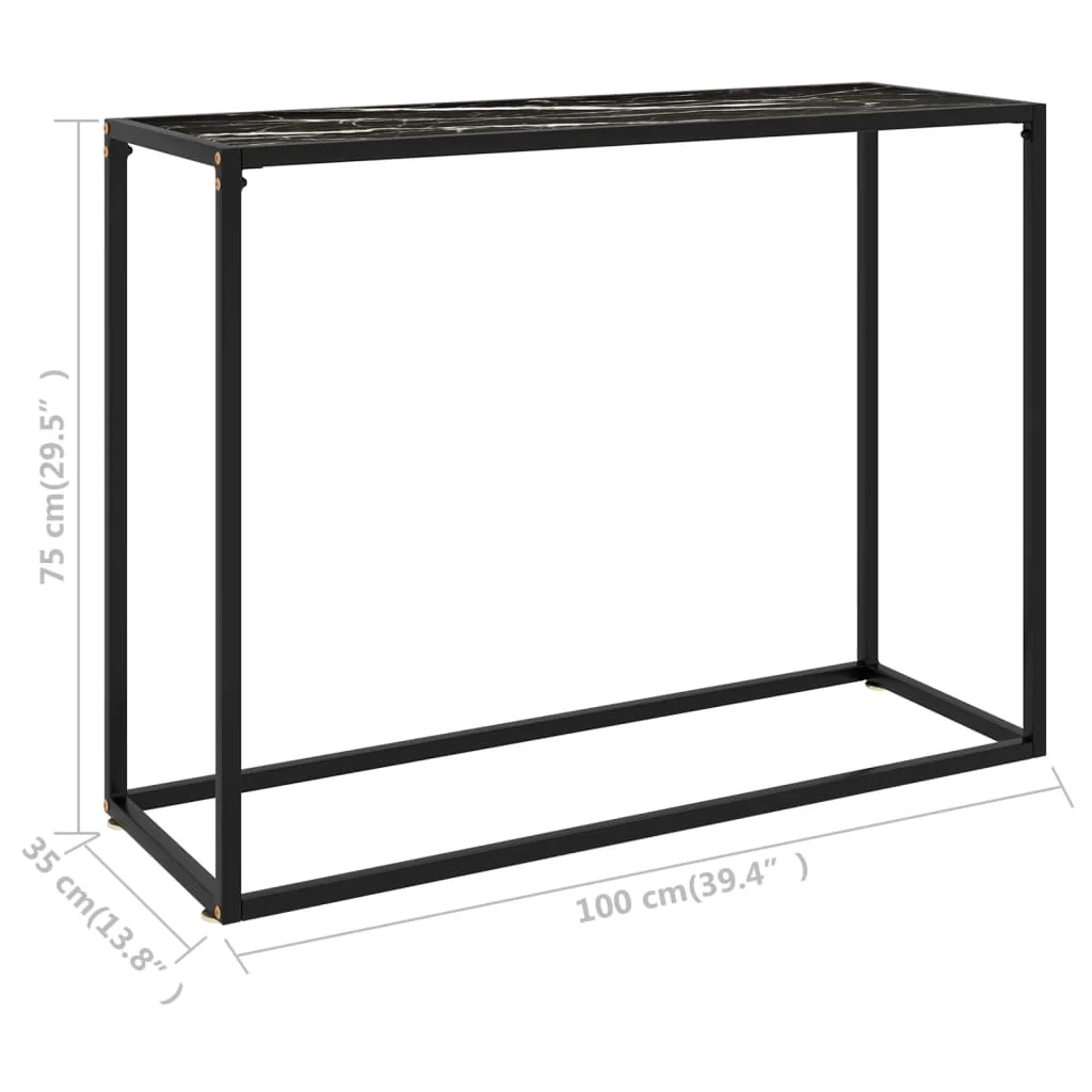 Konzolový stolík čierny 100x35x75 cm tvrdené sklo