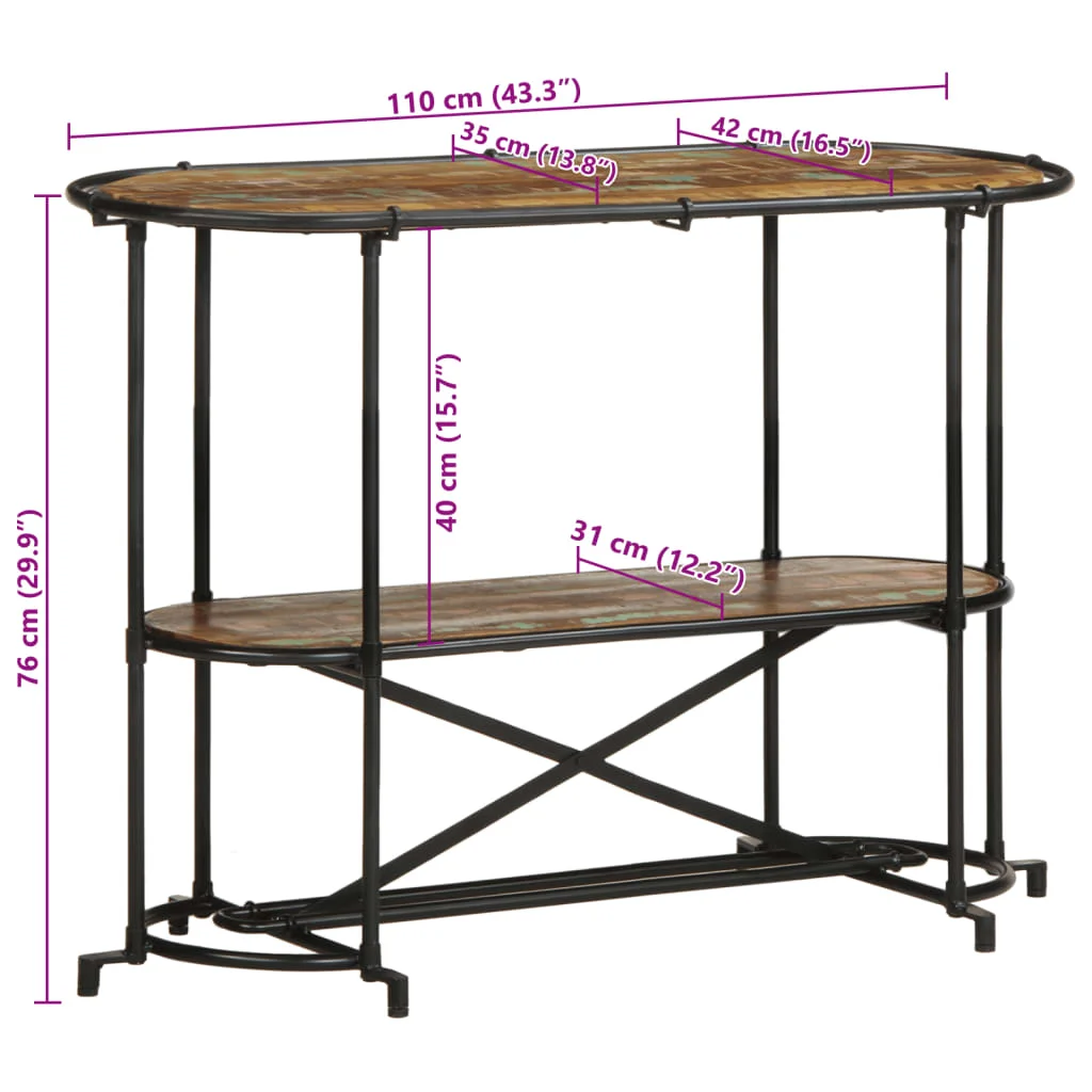 Konzolový stolík 110x42x76 cm recyklovaný masív