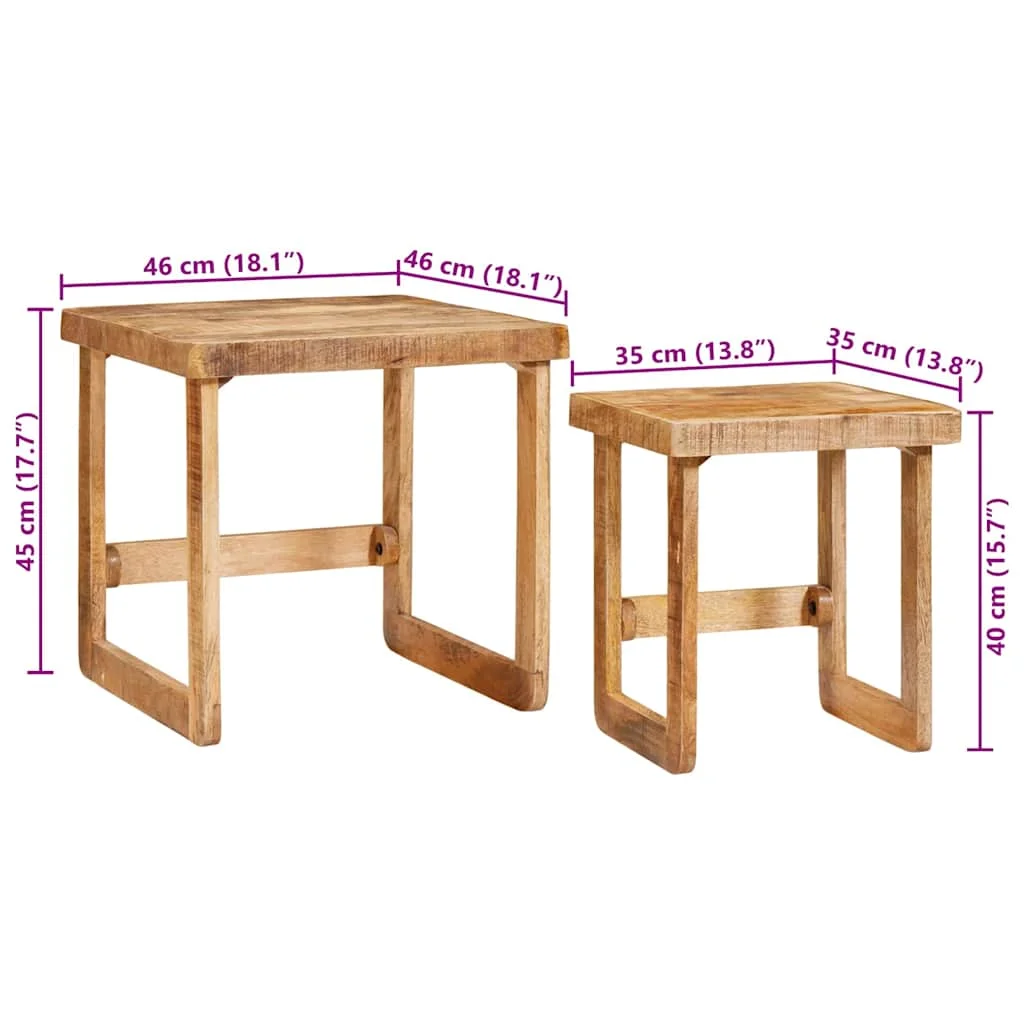 Zásuvné stoly 2 pcs Hnedá 46 x 46 x 45 cm Masívne mango drevo