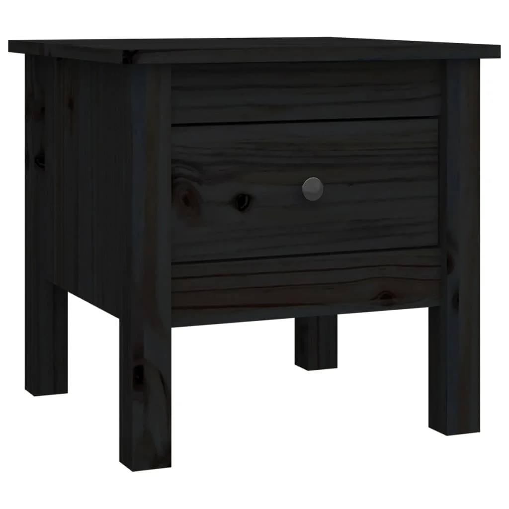 Bočný stolík čierny 40x40x39 cm borovicový masív
