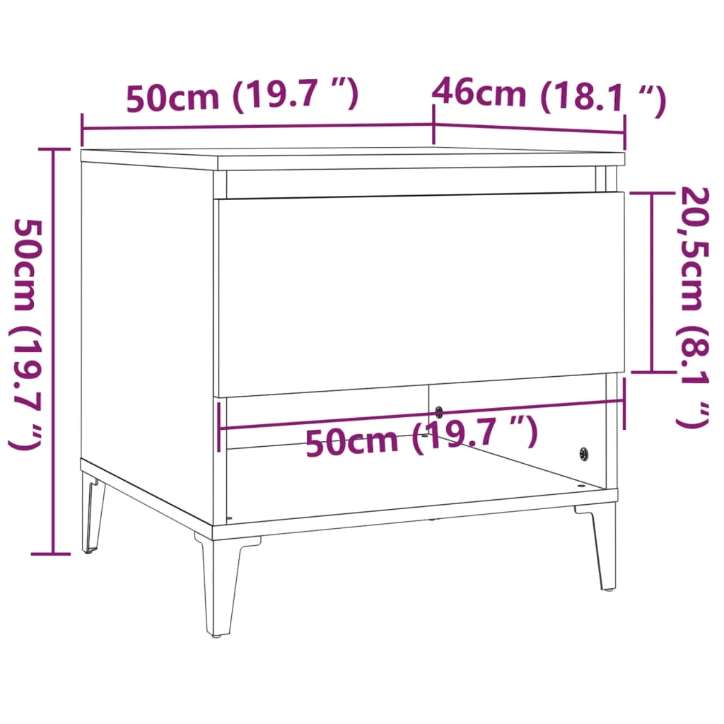 Bočné stolíky 2 ks hnedý dub 50x46x50 spracované drevo
