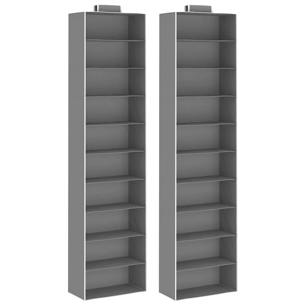 Závesné skrinky na oblečenie s 10 poličkami 2 ks látkové