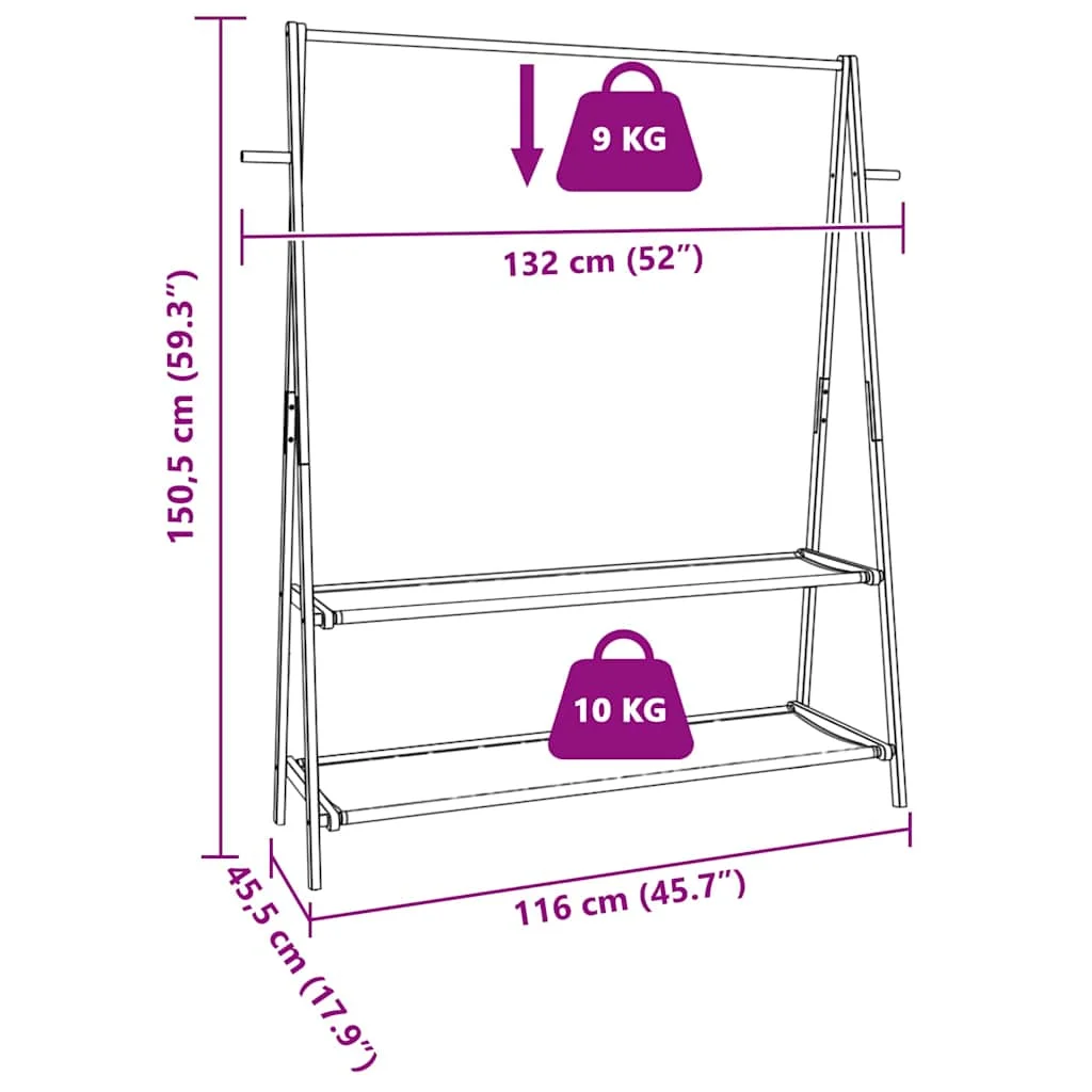 Vešiak na oblečenie s policami 132x45,5x150,5 cm bambus