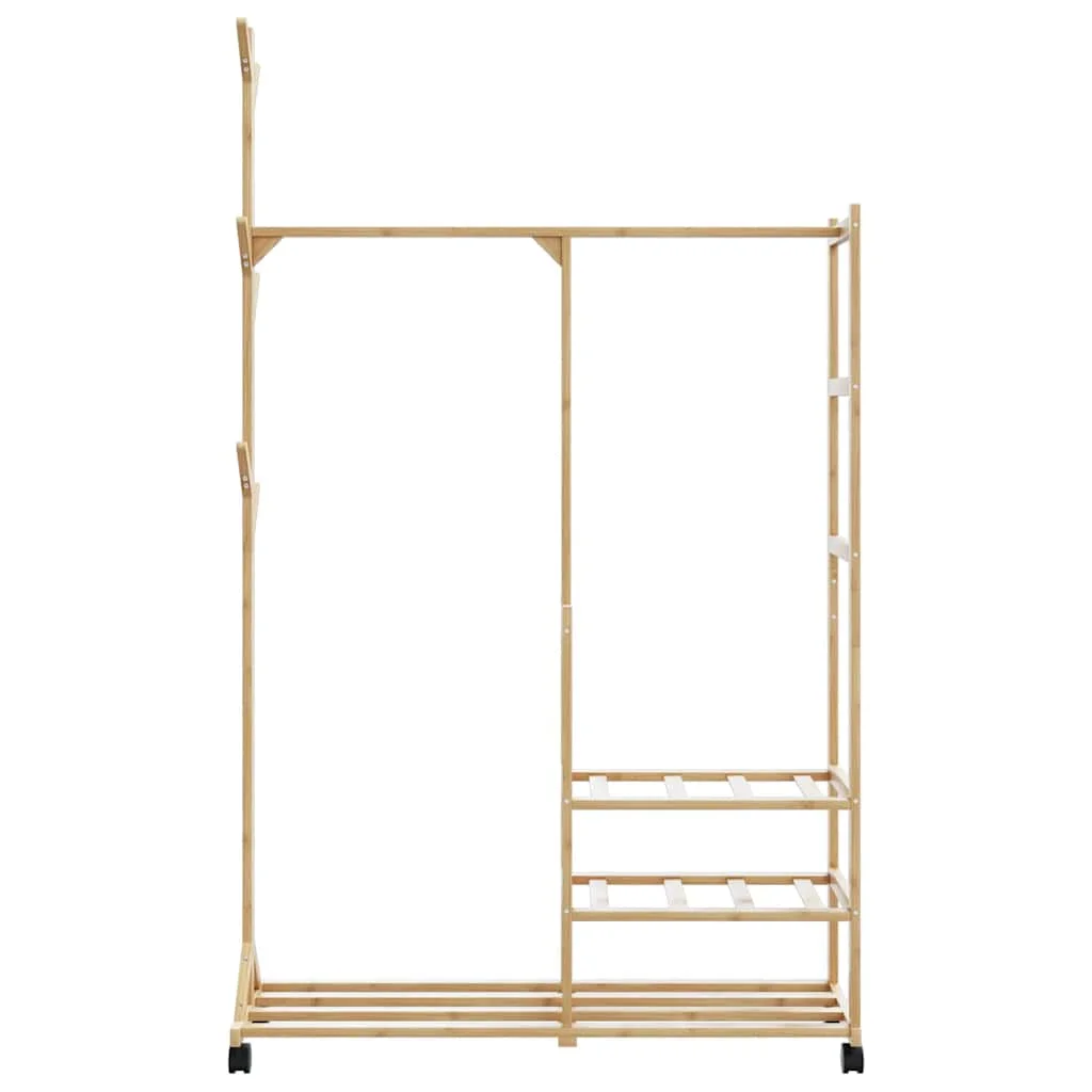 vešiak na šaty s policami a kolieskami 100x38x175,5 cm bambus