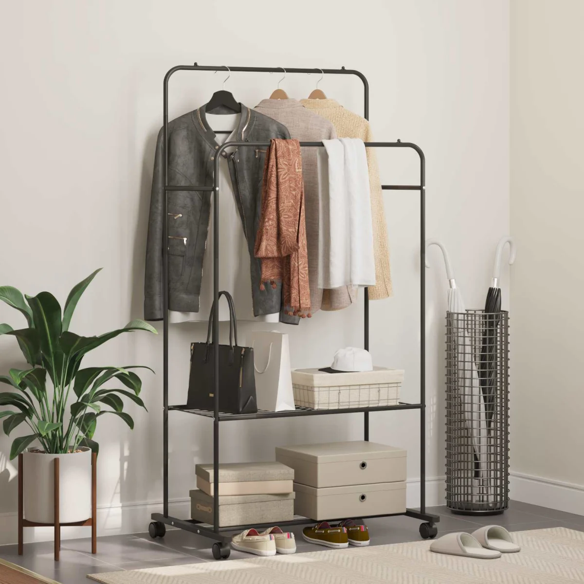 Vešiak na oblečenie Jednofarebný Čierna