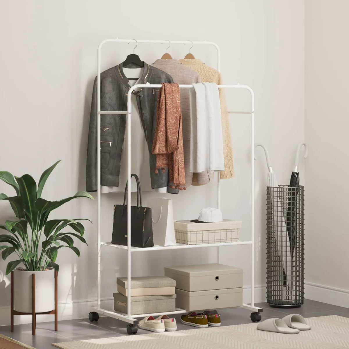 Vešiak na oblečenie Jednofarebný Biela