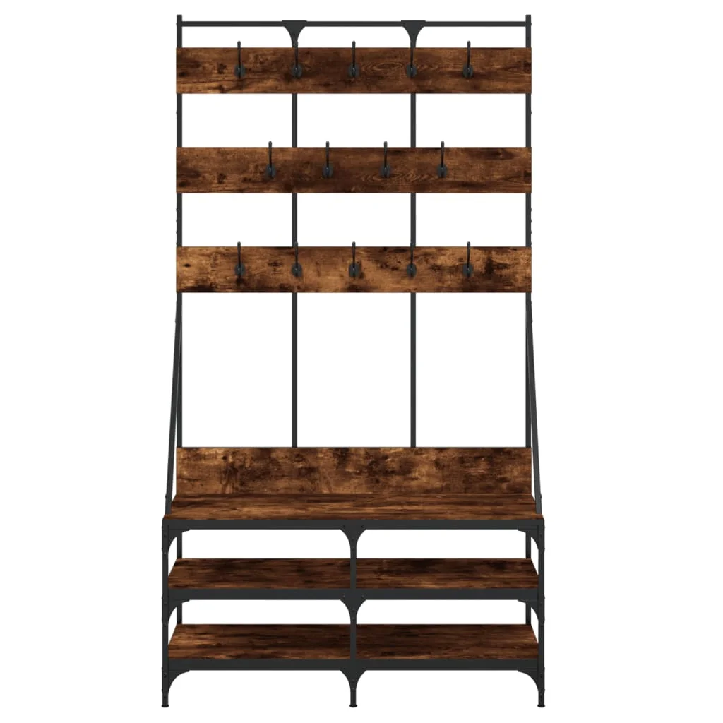 Vešiak na šaty s botníkom dymový dub 100x40x184 cm