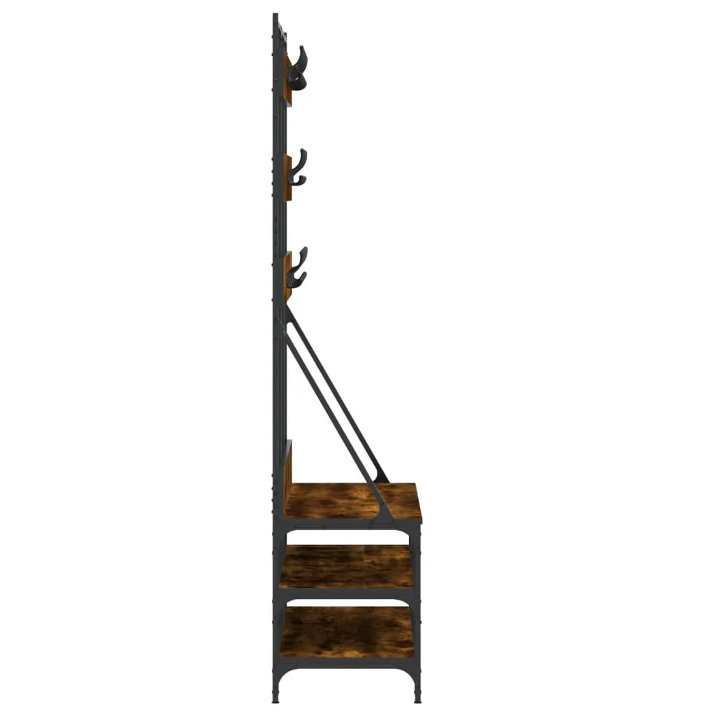 Vešiak na šaty s botníkom dymový dub 100x40x184 cm