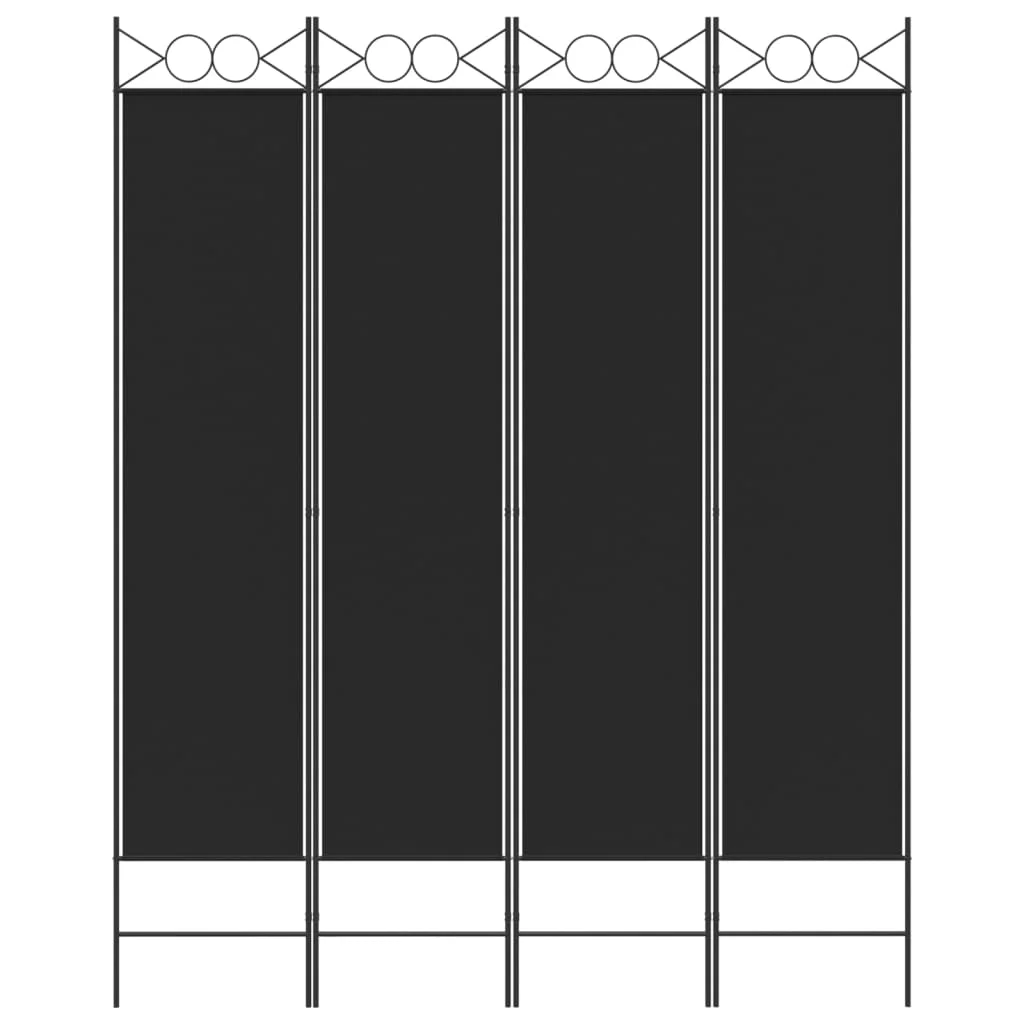 4-panelový paraván čierny 160x200 cm látkový