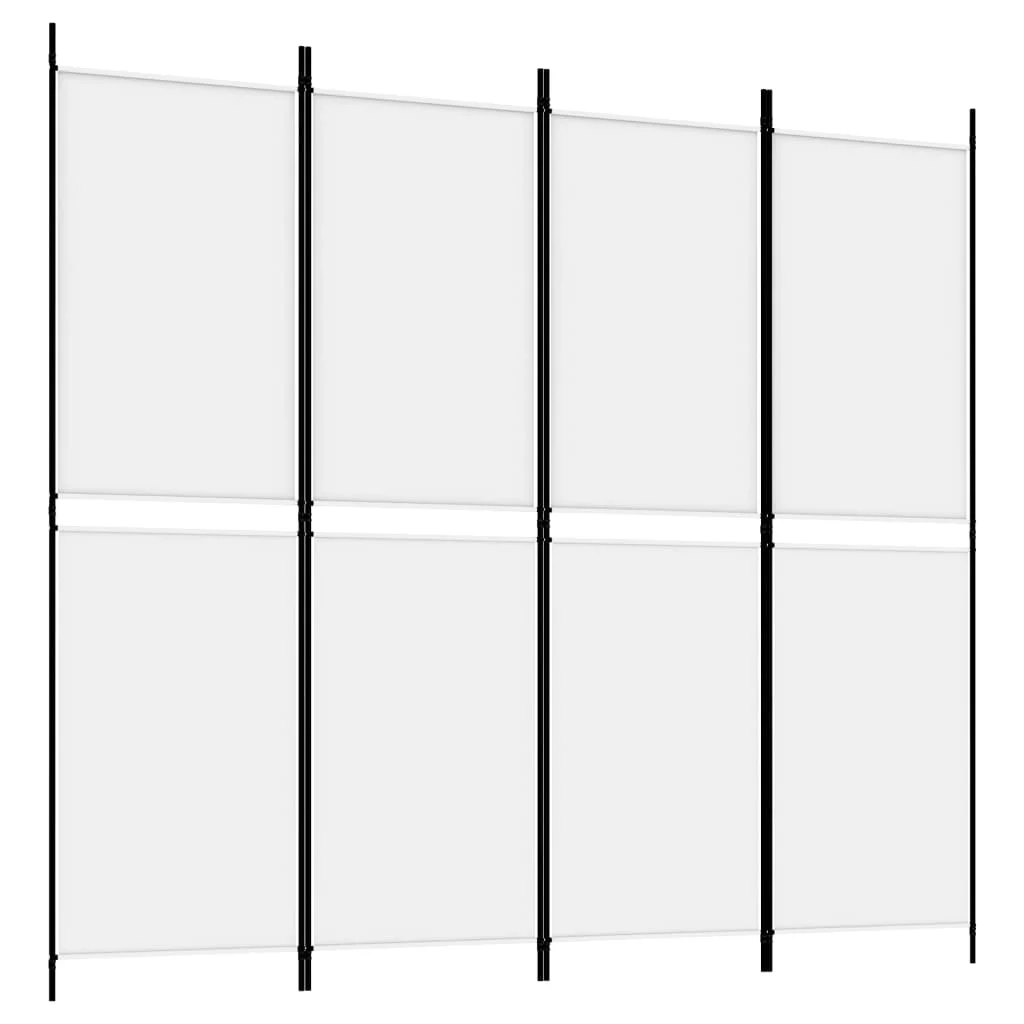 4-panelový paraván biely 200x180 cm látka