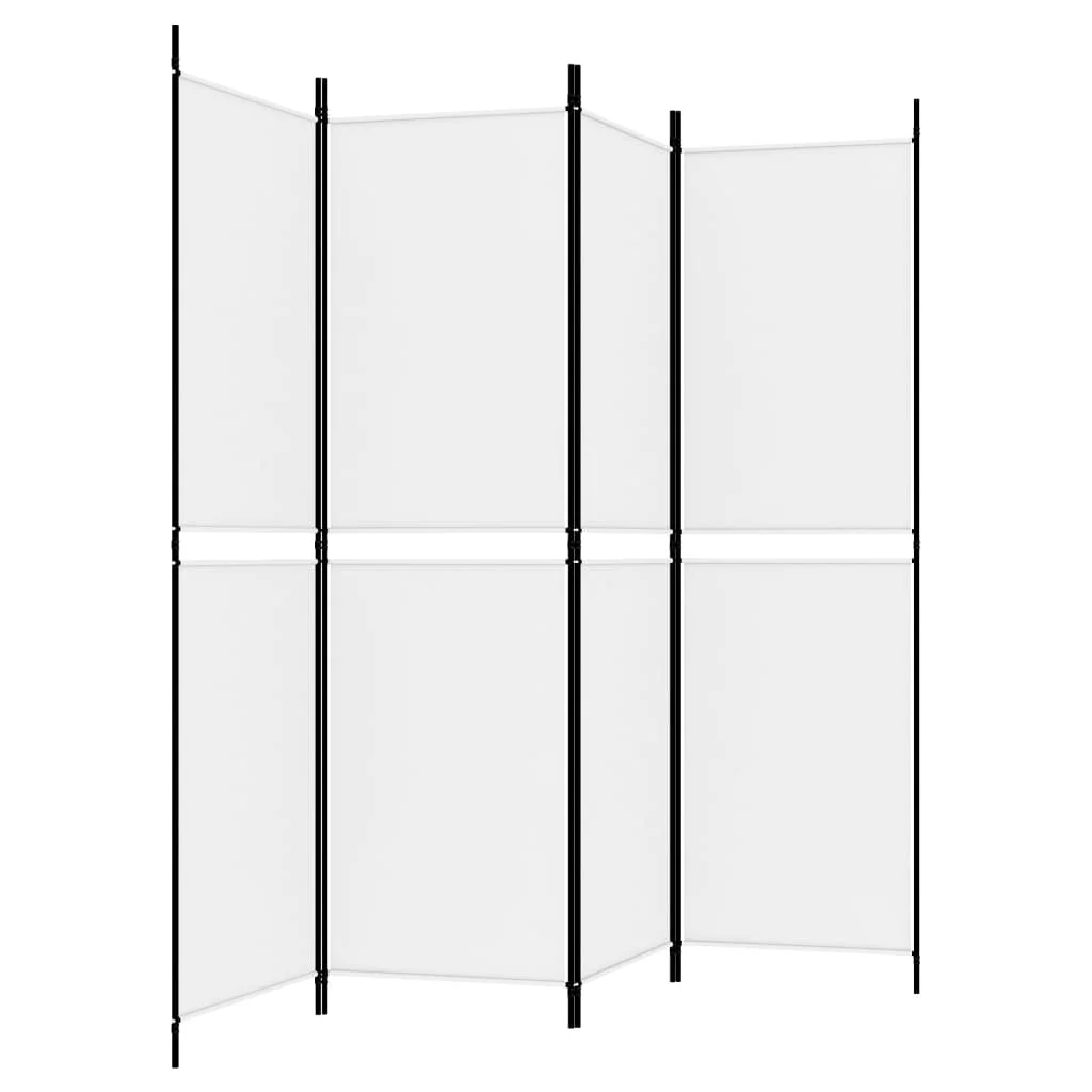 4-panelový paraván biely 200x180 cm látka