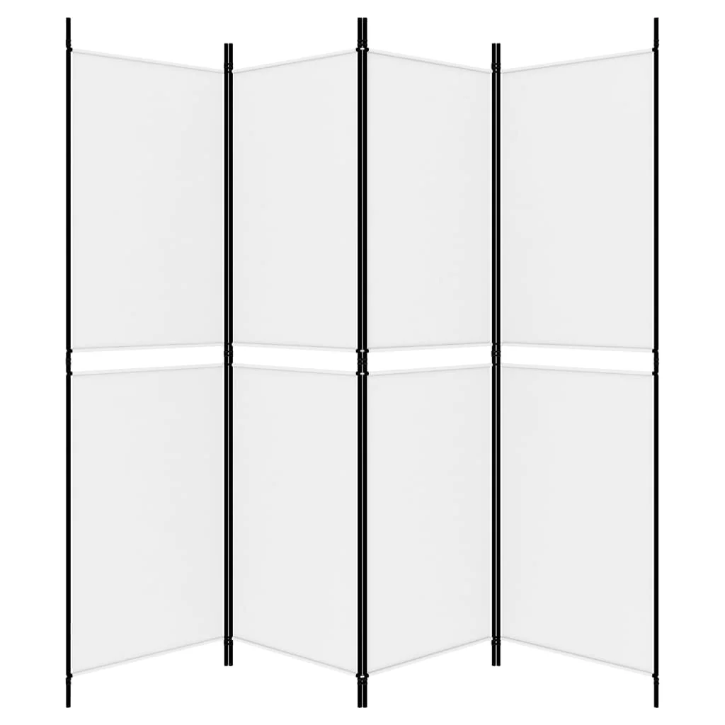 4-panelový paraván biely 200x180 cm látka