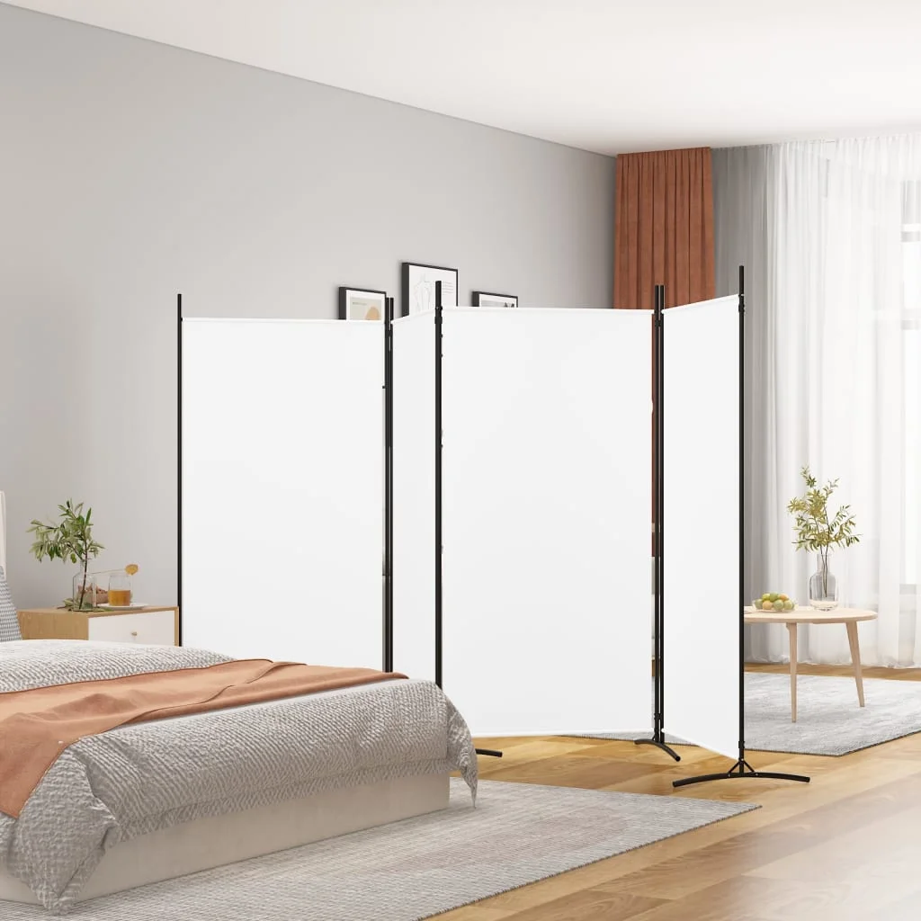 4-panelový paraván biely 346x180 cm látkový