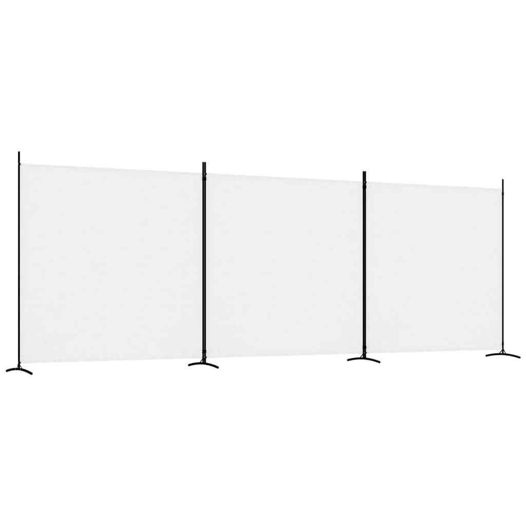  3-panelový paraván biely 525x180 cm látkový