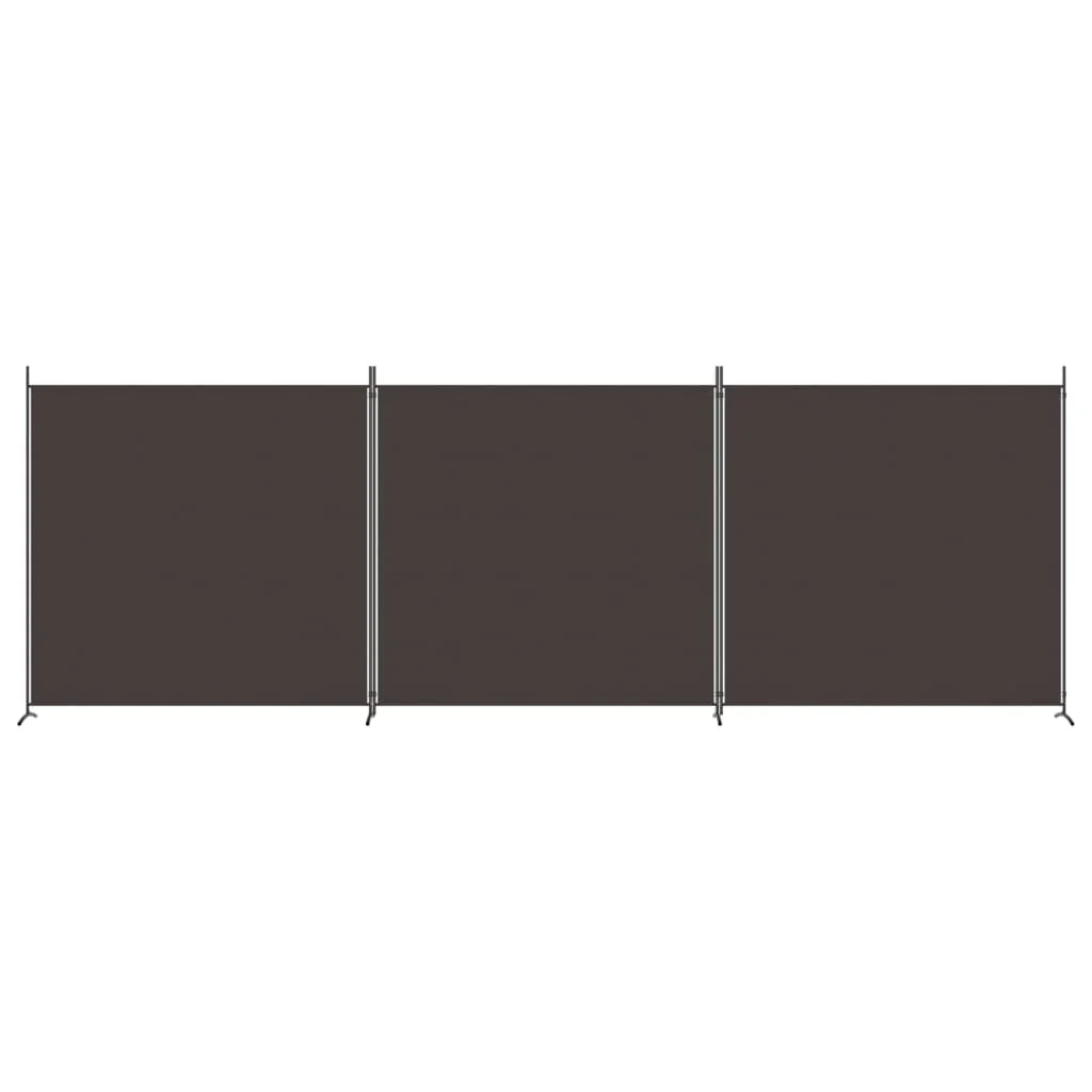 3-panelový paraván hnedý 525x180 cm látkový