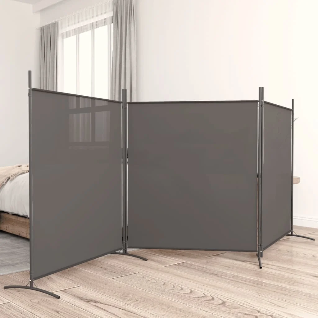 3-panelový paraván antracitový 525x180 cm látkový