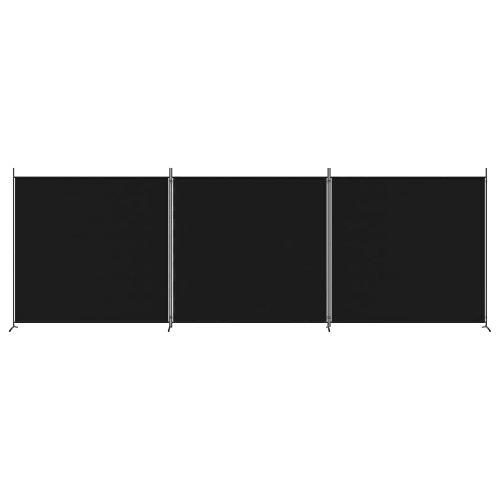 3-panelový paraván čierny 525x180 cm látkový
