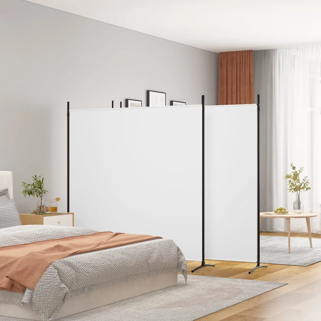 4-panelový paraván biely 698x180 cm látkový