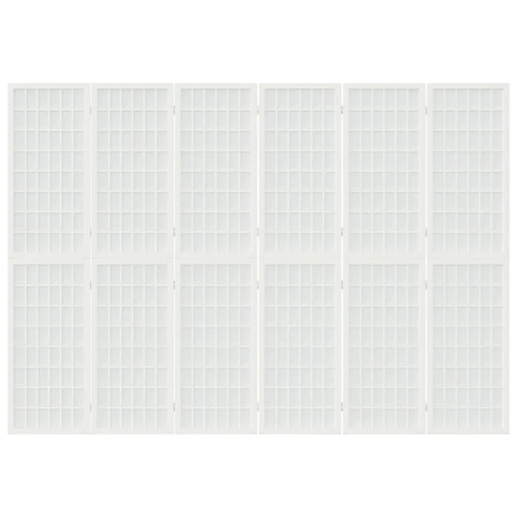 Skladací paraván s 6 panelmi, japonský štýl 240x170 cm biely