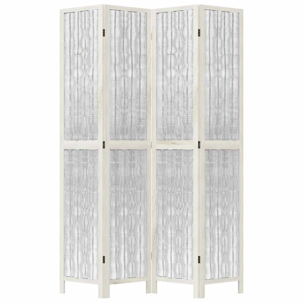 Paraván 4 panely biely masívne drevo paulovnie