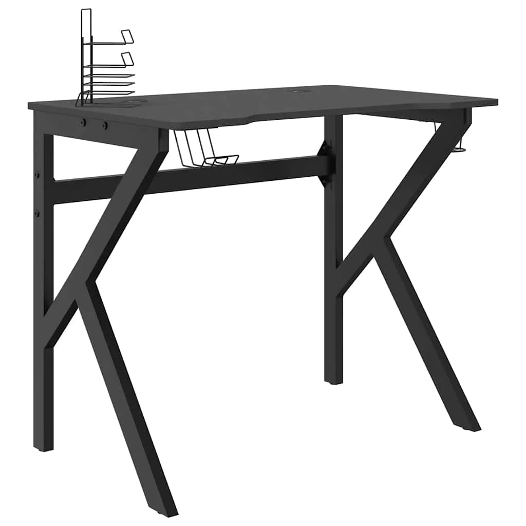 Herný stôl s nohami v tvare K čierny 90x60x75 cm