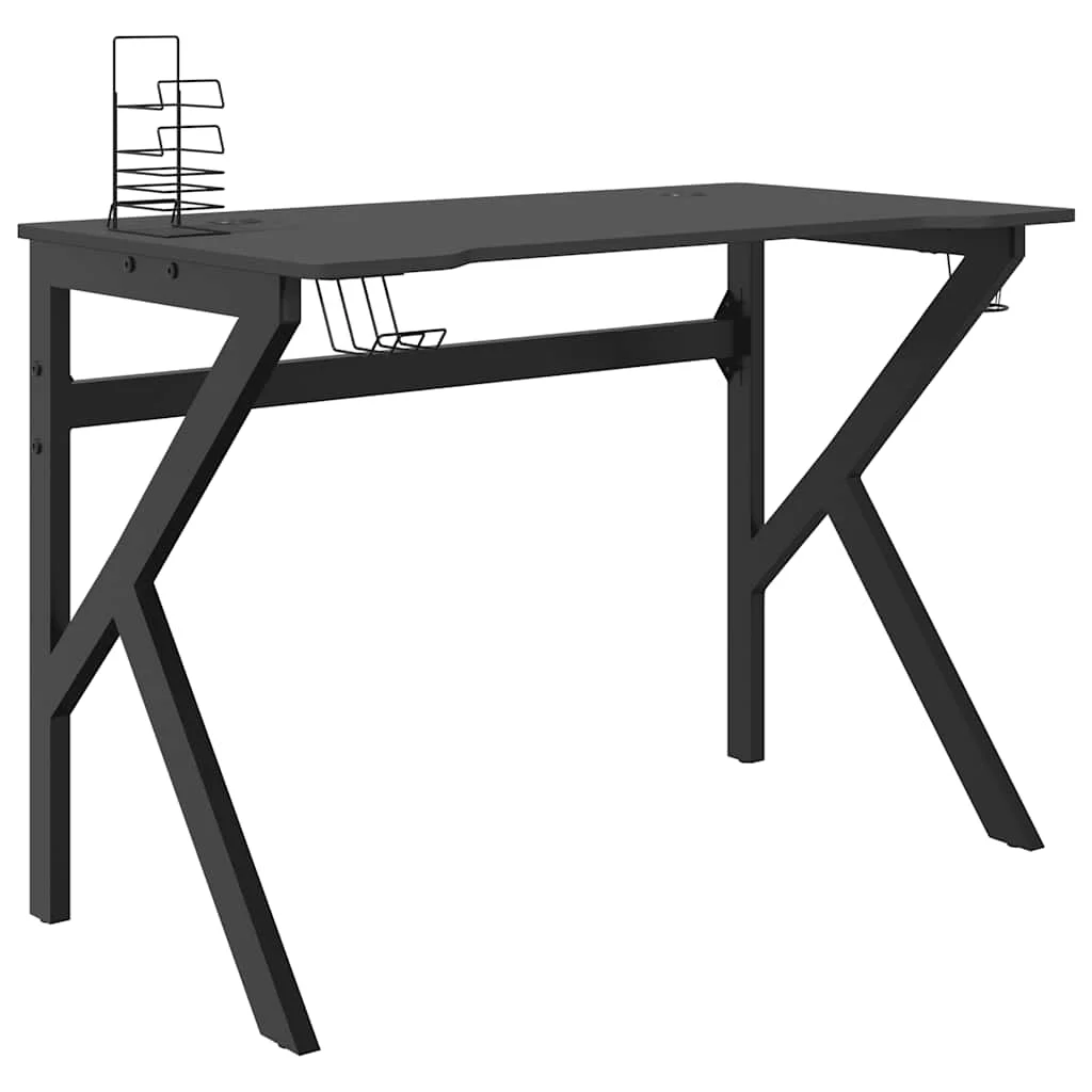 Herný stôl s nohami v tvare K čierny 110x60x75 cm