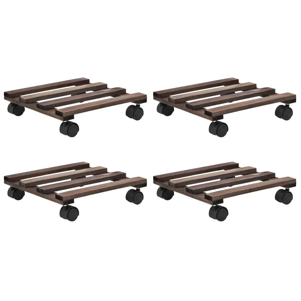 Podstavec pod kvetináč na kolieskach 4 ks 25x25 cm cédrové drevo