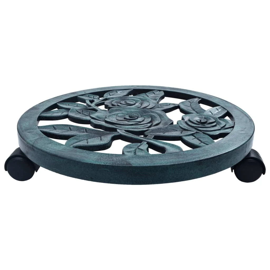 Vozíky pod kvetináče 6 ks zelené 38 cm plast