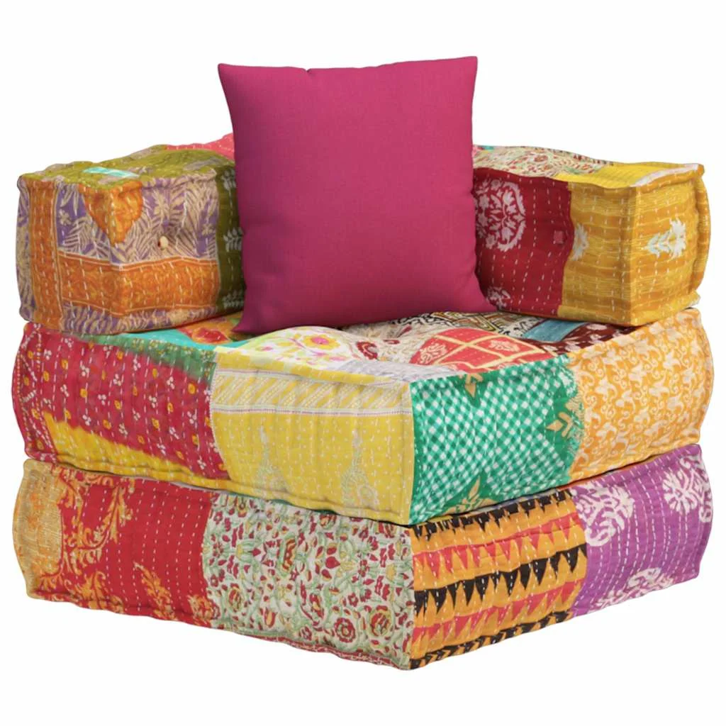 Modulárna taburetka s vankúšom patchwork látka