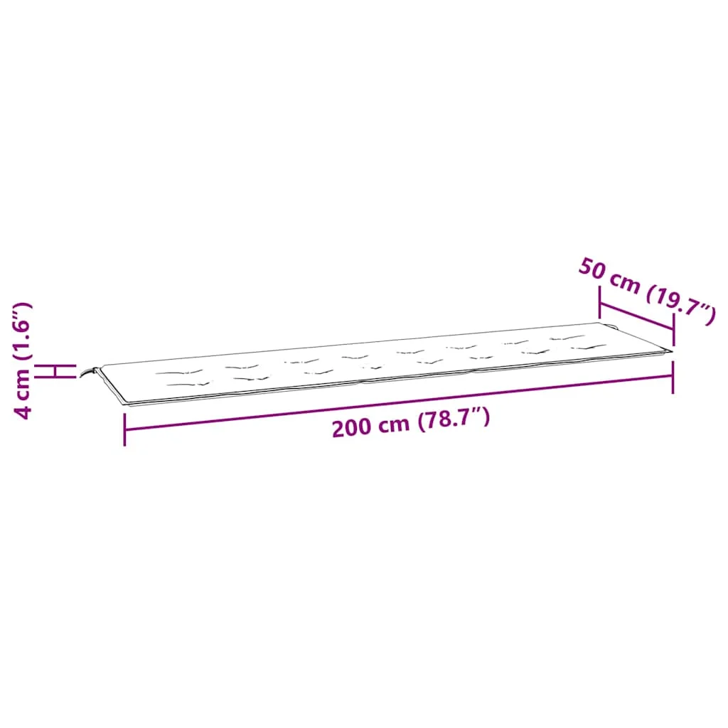 Podložka na záhradnú lavičku ružová 200x50x4 cm látka