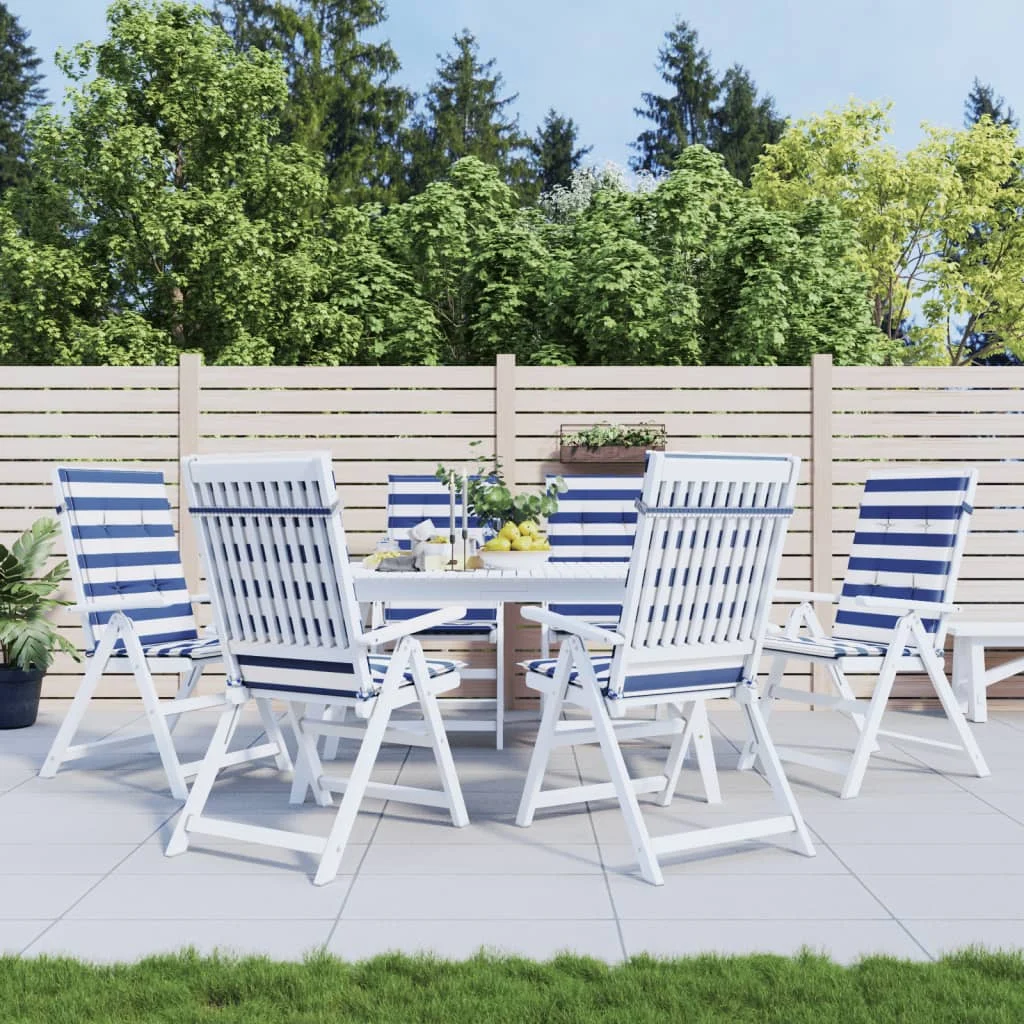 Vankúše na vysoké stoličky 6 ks modro-biele pruhované látka