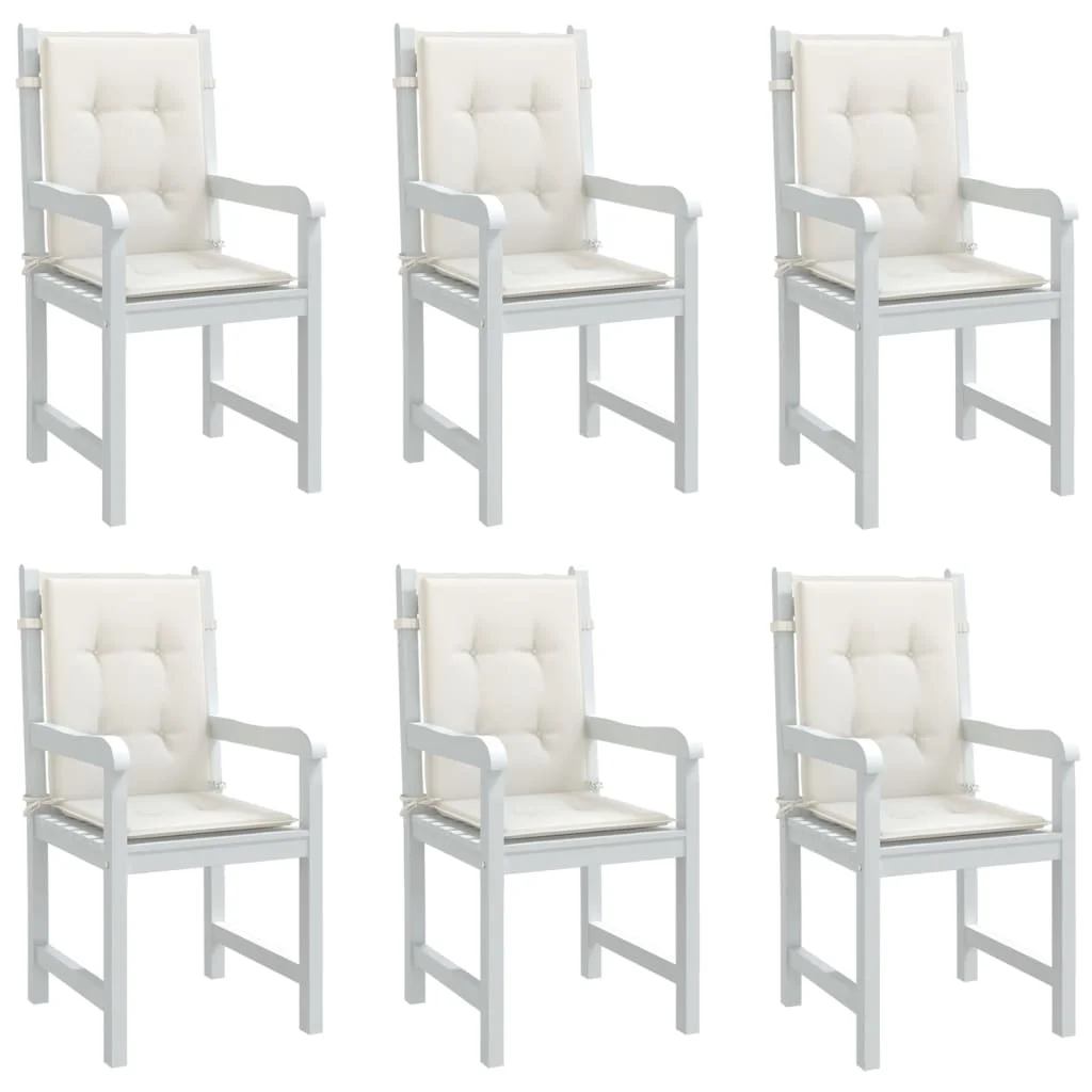 Vankúše na stoličky 6 ks krémová melanž 100x50x4 cm látka