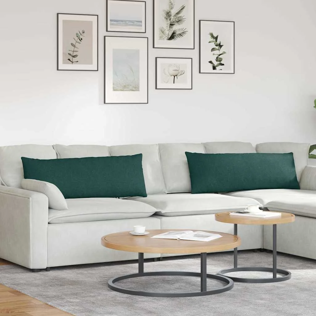 Vankúše na pohovku 2 pcs Tmavozelená 120 x 40 cm látka