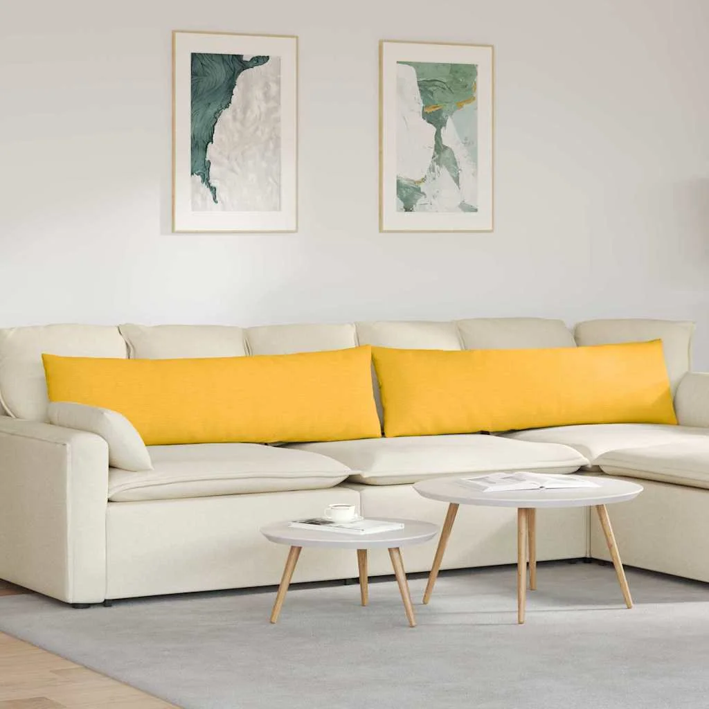 Vankúše na pohovku 2 pcs Svetložltá 145 x 40 cm