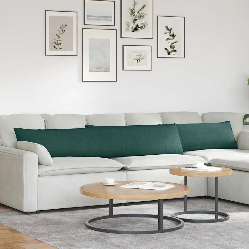 Vankúše na pohovku 2 pcs Tmavozelená 200 x 40 cm látka